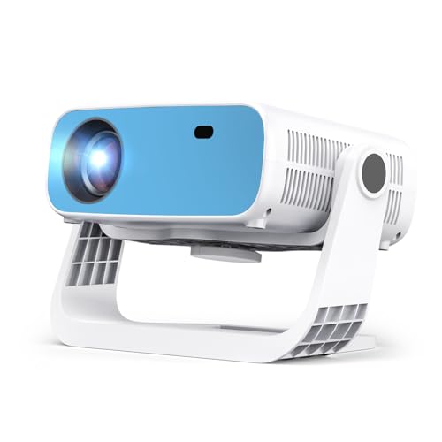 Wielio 2025 Beamer Android 11, integrierte Anwendungen, 1080P mit 4K-Unterstützung, 580 ANSI Rückprojektor, automatische Trapezverzerrung, 120° Drehung (Blau-Weiß) von Wielio