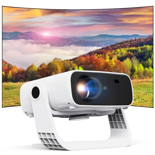 Wielio 2025 Neuer Smart Projektor [Android 11] Native 1080P, 4K unterstützt, 580 ANSI hohe Helligkeit, integrierte Apps, Auto Keystone, 120° verstellbarer Ständer, tragbar, tragbarer Projektor für von Wielio