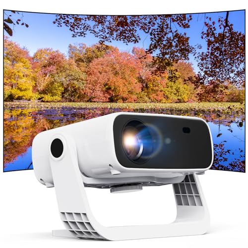Wielio 2025 Neuer Smart Projektor [Android 11] Native 1080P, 4K unterstützt, 580 ANSI hohe Helligkeit, integrierte Apps, Auto Keystone, 120° verstellbarer Ständer, tragbar, tragbarer Projektor für von Wielio