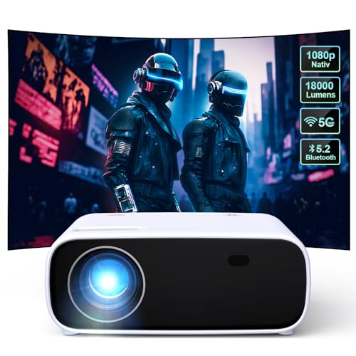 Wielio HD Beamer 1080 P Auflösung, Mini Beamer mit Bluetooth und WiFi, 18000 Lumen 4K Unterstützung, Kompatibel mit iOS/Android/Laptop/Xbox (Schwarz) von Wielio