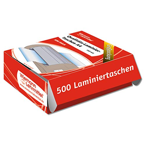 Laminiertaschen im A4-Format, Heißlaminierfolien, glänzend | Wiemann Lehrmittel (500 Stück – 150 mic) von Wiemann Lehrmittel