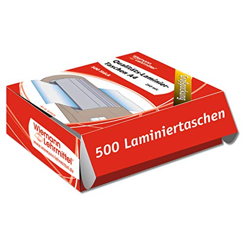 Laminiertaschen im A4-Format, Heißlaminierfolien, glänzend | Wiemann Lehrmittel (500 Stück – 250 mic) von Wiemann Lehrmittel