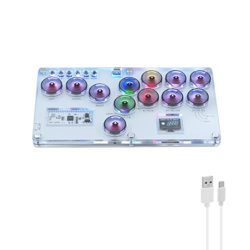 Wigearss Arcade Fight Stick, 16 Tasten Arcade Controller für PC/Switch/PS4/PS3 mit Turbo und Benutzerdefiniertem RGB von Wigearss