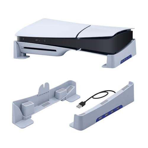 Wigearss PS5 Slim Horizontaler Ständer Standfuß mit 4 Port USB Hub für PS5 Slim DE/UHD von Wigearss
