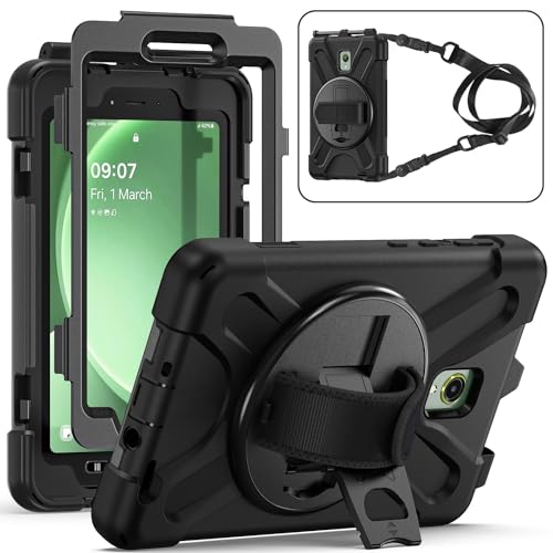 Wigento Für Samsung Galaxy Tab Active 5 360 Grad Silikon Hybrid Tablet Tasche mit Schultergurt und Halterung Schwarz Wigento Für Samsung Galaxy Tab Active 5 360 Grad Silikon Hybrid Tablet Tasche mit Schultergurt und Halterung Schwarz von Wigento