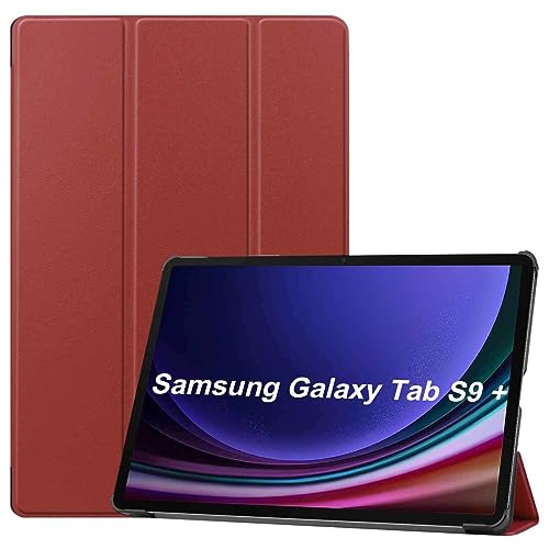Für Samsung Galaxy Tab S9+ Plus und FE 3folt Wake UP Smart Standfunktion Cover Weinrot Tablet Tasche Etuis Hülle von Wigento