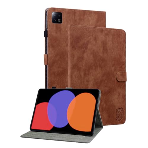 Für Xiaomi Pad 6 / Pad 6 Pro 11 Zoll Braun Kunstleder Hülle Cover Tablet Sand Tiger Style Tasche Case Etuis Neu von Wigento