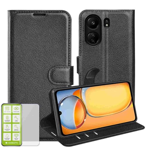 Für Xiaomi Redmi 13C Produktset Handy Tasche Wallet + H9 Hart Glas Schutz Hülle Case Cover Etuis Zubehör Schwarz Für Xiaomi Redmi 13C Produktset Handy Tasche Wallet + H9 Hart Glas Schutz Hülle Case Cover Etuis Zubehör Schwarz von Wigento