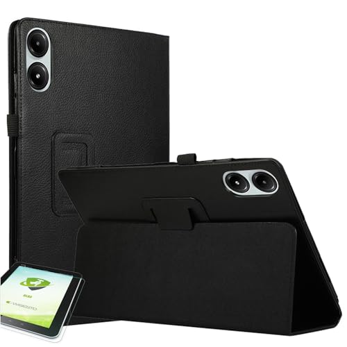 Wigento Für Xiaomi Redmi Pad Pro 12.1 Zoll Kunst-Leder Hülle Tasche Etuis Case Cover Schwarz + H9 0,3 mm 2.5D Hart Glas Neu von Wigento