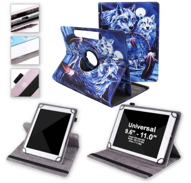 Tablet-Hülle Für Samsung Galaxy Tab A7 T500 / T505 2020 360 Grad Rotation Universell Motiv 16 Tablet Tasche Kunst Leder Hülle Etuis von Wigento