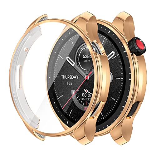 Wigento Für Amazfit GTR 4 Premium Smartwatch-Hülle mit Displayschutz Gold Uhrengehäuse Hülle Case Cover Schutz Zubehör Wigento Für Amazfit GTR 4 Premium Smartwatch-Hülle mit Displayschutz Gold Uhrengehäuse Hülle Case Cover Schutz Zubehör von Wigento