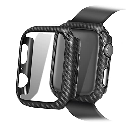 Wigento Für Apple Watch Serie 9/8 / 7 Gen. 45mm Carbon Style Shockproof Kunststoff Gehäuse Schutz Hülle Cover Schwarz von Wigento