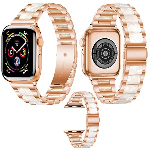 Wigento Für Apple Watch Series Ultra 1 + 2 49mm 9 8 7 45/6 SE 5 4 44/3 2 1 42mm Metall/Harz Armband Smart Uhr von Wigento