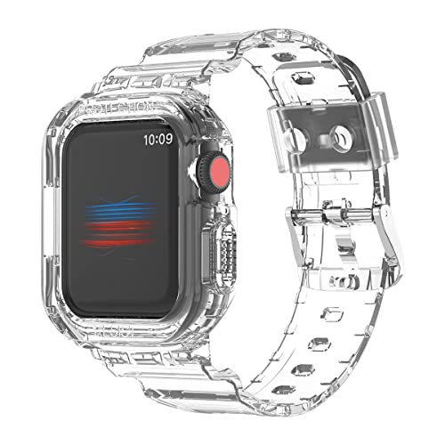 Wigento Für Apple Watch Ultra 1 + 2 49mm Silikon Armband mit Gehäuse Schutz Transparent von Wigento
