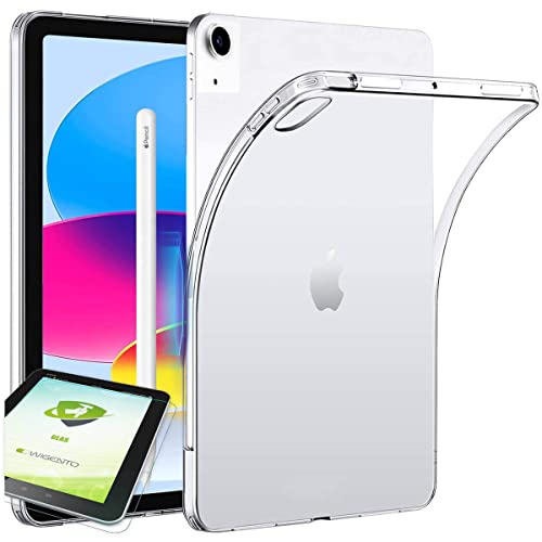 Wigento Für Apple iPad 10.9 2022 10. Generation Transparent Hülle Tablet Tasche Cover + H9 Hart Glas von Wigento
