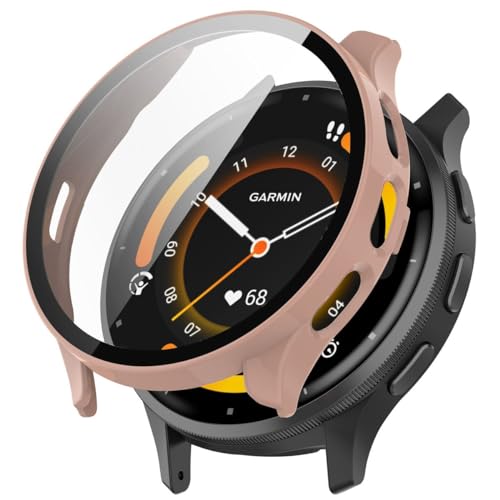 Wigento Für Garmin Venu 3 PC Watch Gehäuse Case mit integriertem Schutz Hart Glas Pink von Wigento