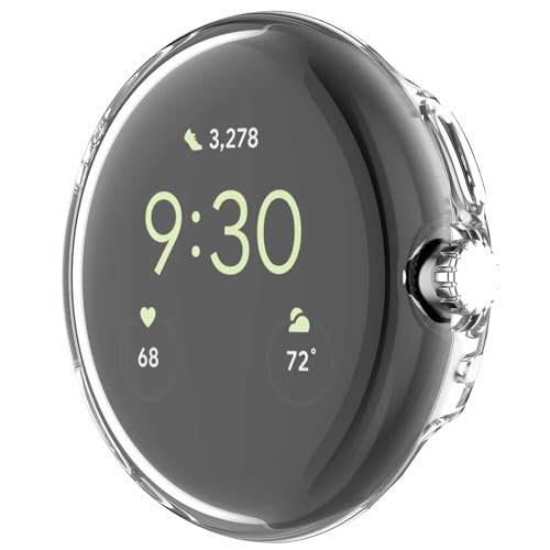 Wigento Für Google Pixel Watch 1 + 2 Uhr 360 Grad Schock TPU Silikon Hülle Tasche Etuis Transparent von Wigento