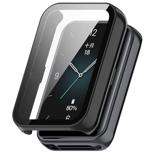 Wigento Für Honor Band 9 Kunststoff Smart Watch Hülle + H9 Schutz Hart Glas Schwarz von Wigento