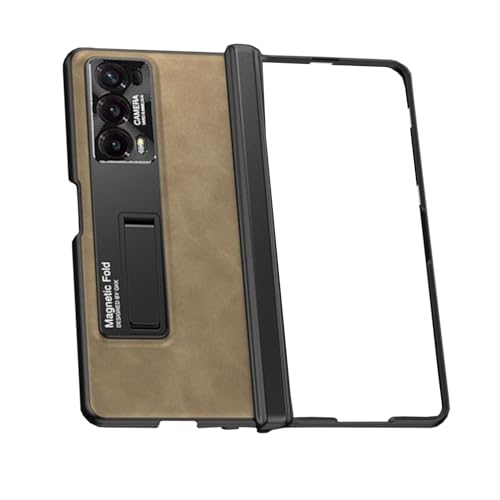 Wigento Für Honor Magic V2 GKK Frosted Handy Schutz Hülle Case Kunstleder mit Halterung Braun von Wigento