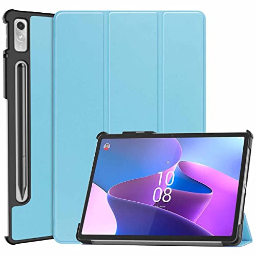 Wigento Für Lenovo Tab P11 Pro 2. Gen 11.2 Zoll 3folt Wake UP Smart Standfunktion Cover Hellblau Tablet Tasche Etuis Hülle von Wigento