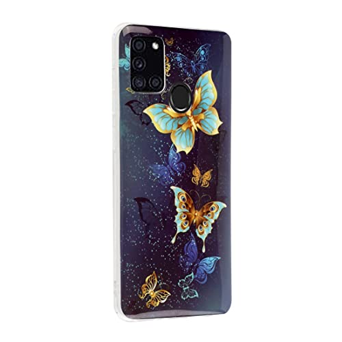 Wigento Für Samsung Galaxy A21s Silikon Case TPU Motiv Butterfly Couple Schutz Muster Tasche Hülle Cover Etuis Zubehör von Wigento