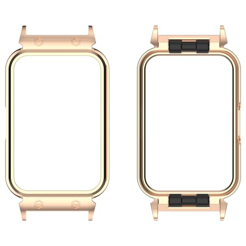 Wigento Für Samsung Galaxy Fit 3 Metallrahmen Uhren Schutz Gehäuse Hülle Rose Gold von Wigento