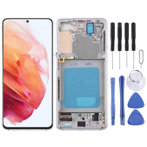 Wigento Für Samsung Galaxy S21 5G Display Full LCD mit Rahmen Einheit Touch Ersatzteil Reparatur Silber von Wigento