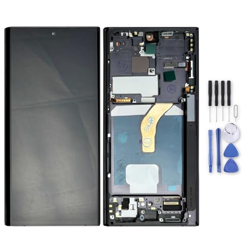 Wigento Für Samsung Galaxy S22 Ultra 5G Display Full OLED LCD mit Rahmen Einheit Touch Ersatzteil Reparatur Schwarz von Wigento