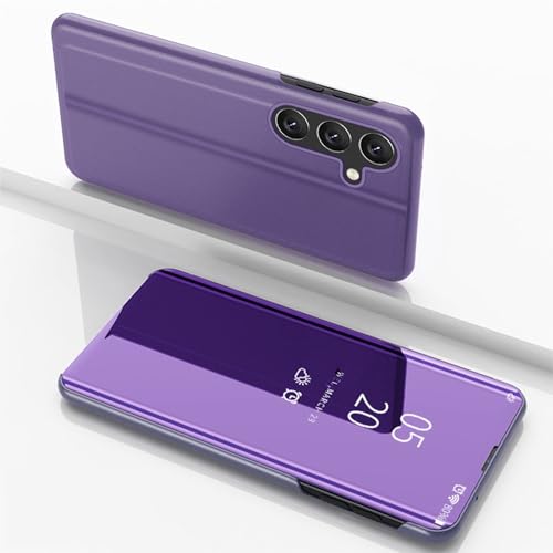 Wigento Für Samsung Galaxy S23 FE 5G View Spiegel Handy Smart Cover Wake UP Funktion Case Violett Blau von Wigento