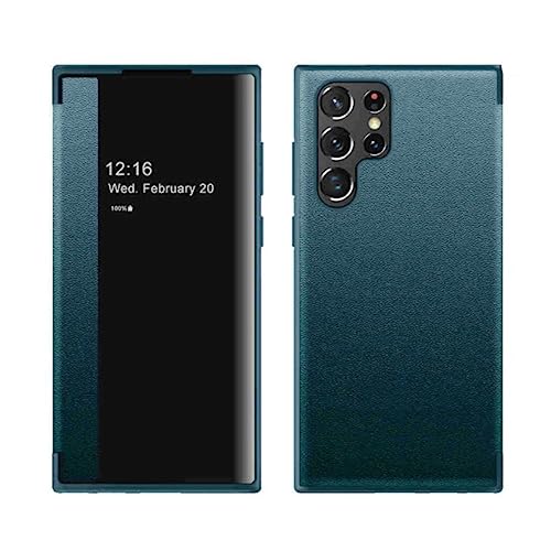 Wigento Für Samsung Galaxy S23 Ultra 5G View Mirror Smartcover Grün Schutzhülle Cover Etuis Tasche Hülle Neu Case Wake UP Funktion von Wigento