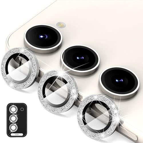 Wigento Für Samsung Galaxy S24 Plus Aluminium Glitzer Ring Kamera + H9 Tempered Hart Glas Silber Wigento Für Samsung Galaxy S24 Plus Aluminium Glitzer Ring Kamera + H9 Tempered Hart Glas Silber von Wigento