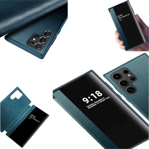 Für Samsung Galaxy S24 Ultra View Spiegel Handy Smart Cover Wake UP Funktion Case Grün Für Samsung Galaxy S24 Ultra View Spiegel Handy Smart Cover Wake UP Funktion Case Grün von Wigento
