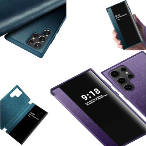 Wigento Für Samsung Galaxy S24 Ultra View Spiegel Handy Smart Cover Wake UP Funktion Case Lila Wigento Für Samsung Galaxy S24 Ultra View Spiegel Handy Smart Cover Wake UP Funktion Case Lila von Wigento