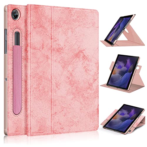 Wigento Für Samsung Galaxy Tab A8 2021 10.5 Zoll SM-X200 360 Grad Rotation + Stift Halterung Tablet Tasche Hülle Case Cover Etui Schutz Rosa Neu von Wigento