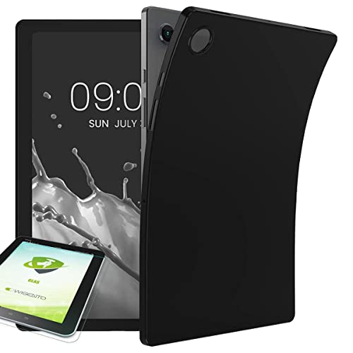 Wigento Für Samsung Galaxy Tab A8 2021 X205 X200 Schwarz Hülle Tablet Tasche Cover + H9 Hart Glas Panzer von Wigento