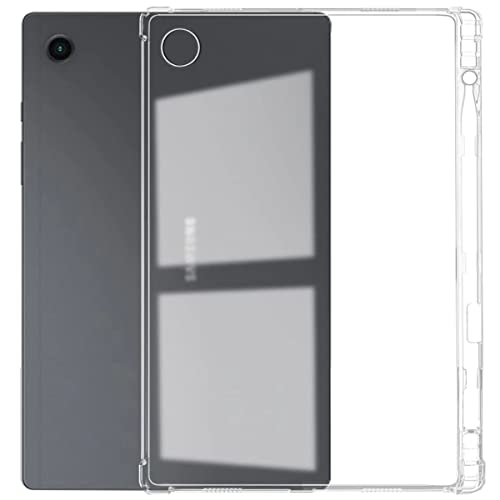 Wigento Für Samsung Galaxy Tab A8 2021 X205 X200 Transparent Tablet Tasche Hülle Case TPU Silikon dünn mit Stift-Halterung von Wigento
