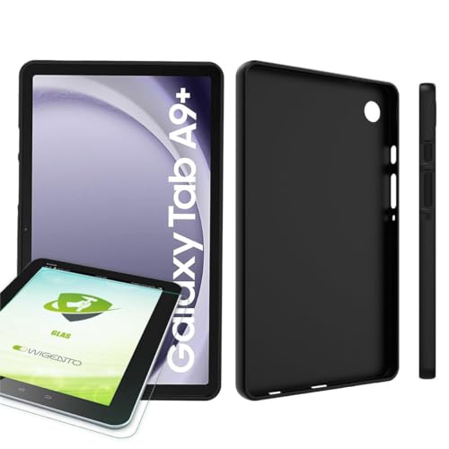 Wigento Für Samsung Galaxy Tab A9 Plus Hülle Tasche Etuis Case Cover Schwarz + H9 0,3 mm 2.5D Hart Glas Neu von Wigento