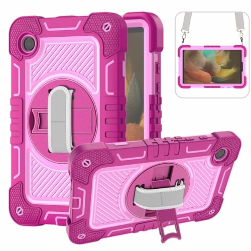 Wigento Für Samsung Galaxy Tab A9 aufstellbare Outdoor Hybrid Schwarz 360 Grad mit Halte-Schlaufe Tablet Tasche Pink/Rosa von Wigento