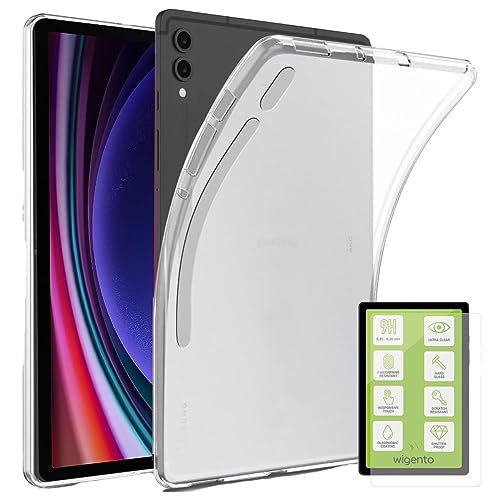 Wigento Für Samsung Galaxy Tab S9+ Plus und FE Transparent Hülle Tasche Etuis Case Cover + H9 0,3 mm 2.5D Hart Glas Neu von Wigento