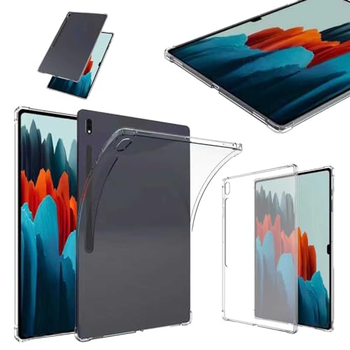 Wigento Für Samsung Galaxy Tab S9 / S8 Ultra Transparent Tablet Tasche Hülle Case TPU Silikon dünn mit verstärkten Ecken von Wigento