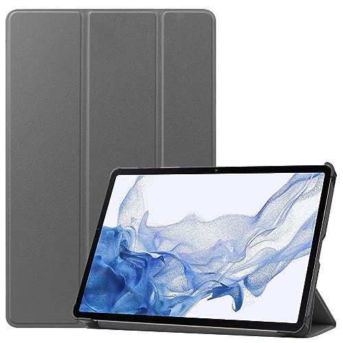 Wigento Für Samsung Galaxy Tab S9 / S9 FE 3folt Wake UP Smart Standfunktion Cover Grau Tablet Tasche Etuis Hülle von Wigento