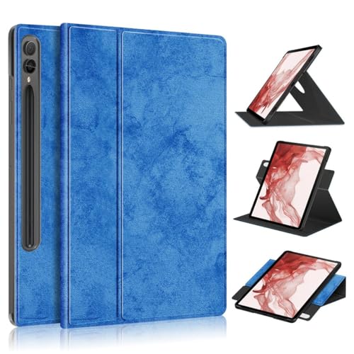 Wigento Für Samsung Galaxy Tab S9 / S9 FE Blau 360 Grad Rotation Design Muster Kunstleder Hülle Cover Tablet Tasche Case Etuis Neu von Wigento