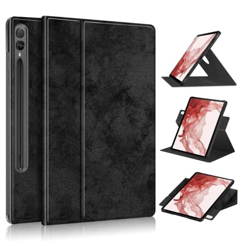 Wigento Für Samsung Galaxy Tab S9 / S9 FE Schwarz 360 Grad Rotation Design Muster Kunstleder Hülle Cover Tablet Tasche Case Etuis Neu von Wigento