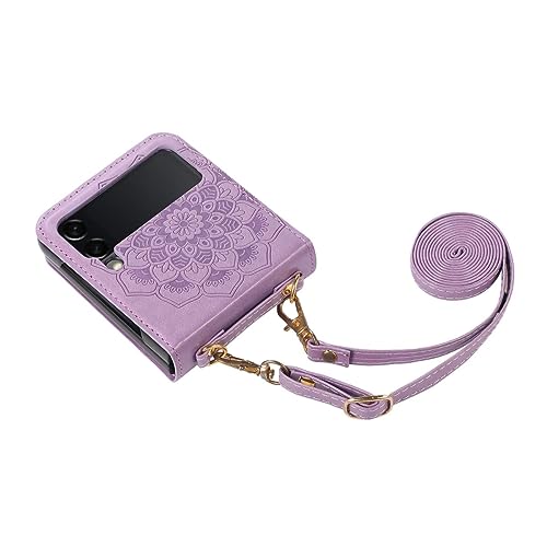 Wigento Für Samsung Galaxy Z Flip5 5G Handy Flip Hülle Tasche Mandala Style mit Umhänge Band Etuis Case Lila Wigento Für Samsung Galaxy Z Flip5 5G Handy Flip Hülle Tasche Mandala Style mit Umhänge Band Etuis Case Lila von Wigento