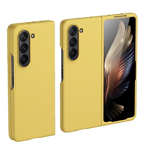 Wigento Für Samsung Galaxy Z Fold5 5G Faltbare Skin Feel Schutzhülle Gelb Schutz Case Cover Etui Handy Tasche von Wigento