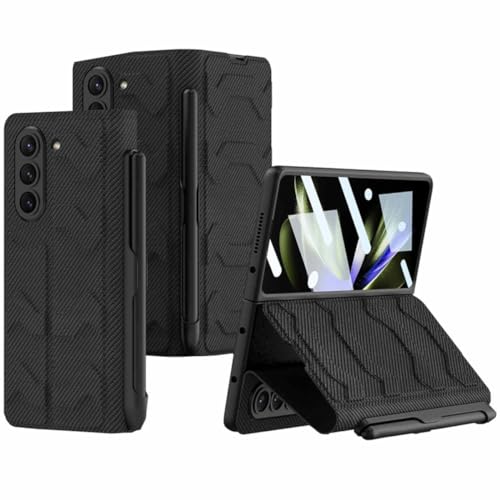 Wigento Für Samsung Galaxy Z Fold5 integrierte stoßfeste Kunstleder Hülle + Stifthalterung Schwarz Carbon Textur Wigento Für Samsung Galaxy Z Fold5 integrierte stoßfeste Kunstleder Hülle + Stifthalterung Schwarz Carbon Textur von Wigento