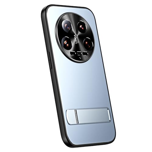 Wigento Für Xiaomi 14 Ultra Electroplating Frosted TPU/PC Schutzhülle mit Halterung Cover Etui Zubehör Blau von Wigento