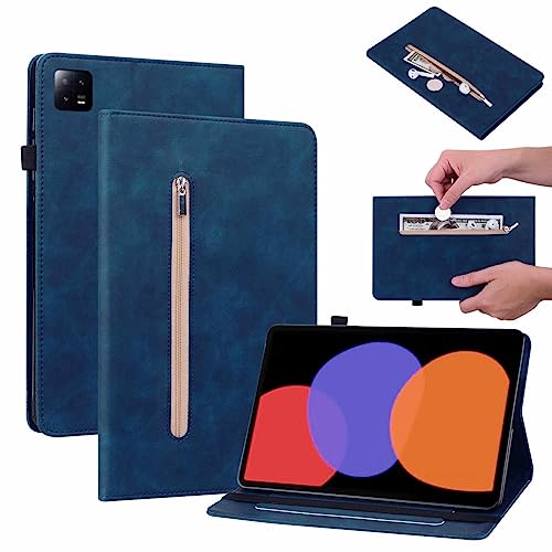 Wigento Für Xiaomi Pad 6 / Pad 6 Pro 11 Zoll Blau Kunstleder Hülle Cover Tablet mit Reißverschluss Tasche Case Etuis Neu von Wigento