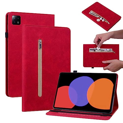 Wigento Für Xiaomi Pad 6 / Pad 6 Pro 11 Zoll Rot Kunstleder Hülle Cover Tablet mit Reißverschluss Tasche Case Etuis Neu von Wigento