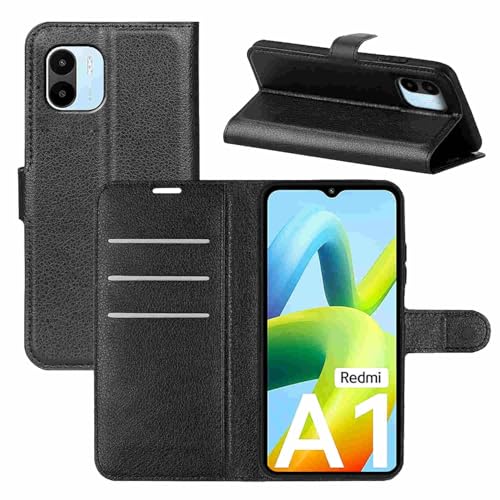 Wigento Für Xiaomi Redmi A2 / A1 Tasche Wallet Premium Schwarz Schutz Hülle Case Cover Etuis Neu Zubehör von Wigento